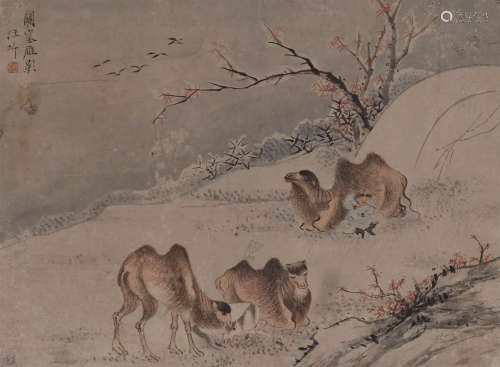 汪圻(1776-1840)  开塞雁影  设色纸本 镜心