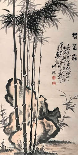 竹禅法师 1825-1901 竹石图