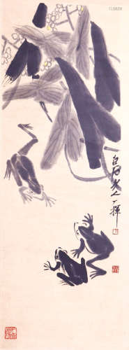 齐白石 1864-1957 蛙趣图