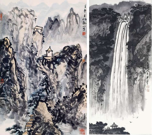 王伯敏(1924-2013）、张彦青（1917-2007） 山水二帧