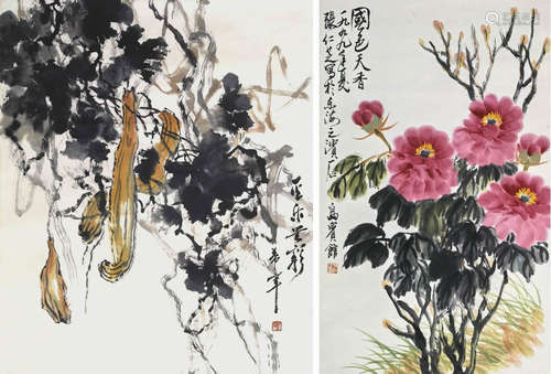 于希宁（1913-2007）、张仁芝（b.1935） 花卉·瓜果