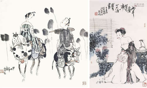 施大畏（b.1950）、潘鸿海（1942-2023） 人物二帧