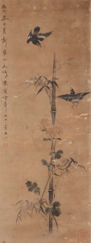 华嵒 1682-1756 飞雀图