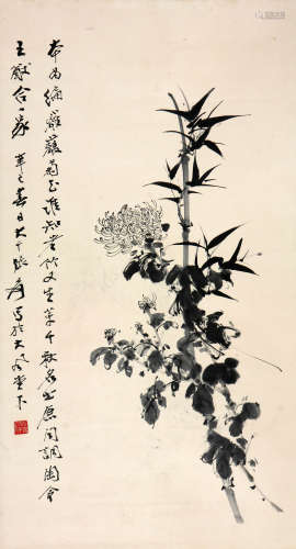 张大千 (1899-1983) 竹菊图