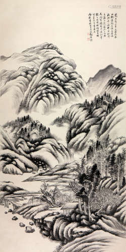 何维朴 (1844-1925) 春山观瀑图