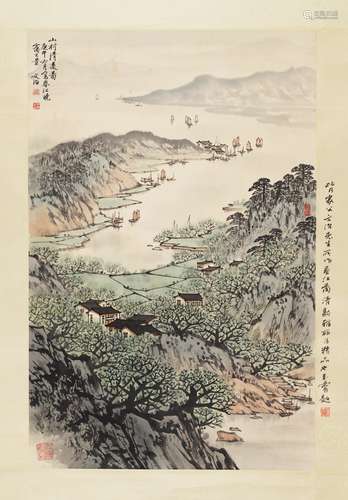 宋文治 山村清远图