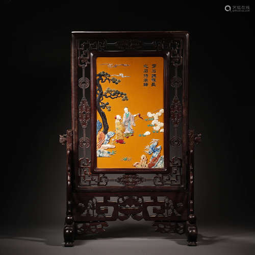 Qing Dynasty Huali Hundred Treasures Inlaid with Characters,...