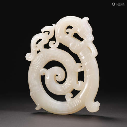 Hetian jade dragon and phoenix pattern pendant before Ming D...