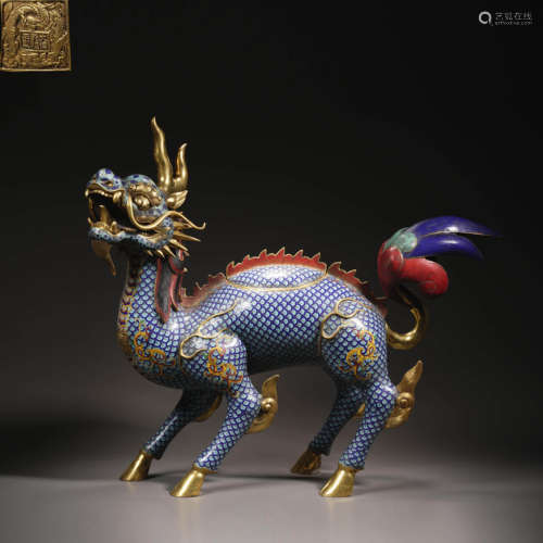 Cloisonne Kirin Ornament in the Qianlong Year of the Qing Dy...