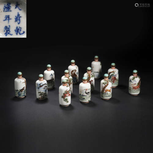 Qing Dynasty Enamel Twelve Zodiac Snuff Bottles