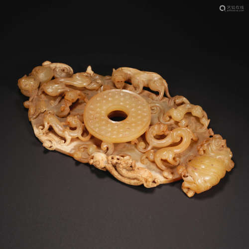 Pre-Ming Dynasty Hetian Jade with Animal Patterns