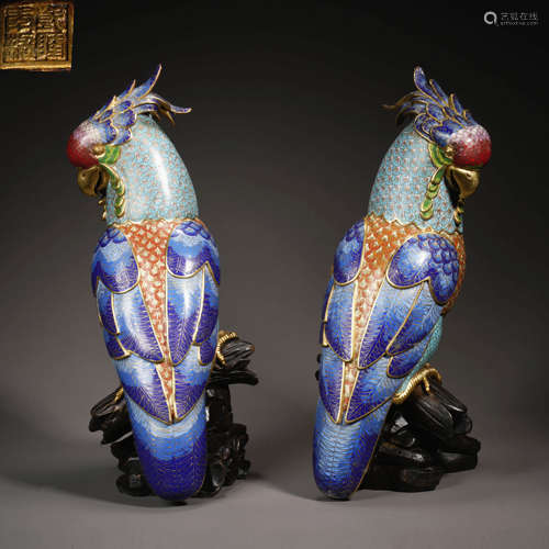 Cloisonne Parrot Ornament Made in Qianlong Period