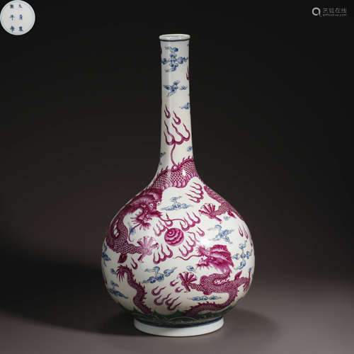 Qing Kangxi Agate Red Canglongjiao Bullet Bottle