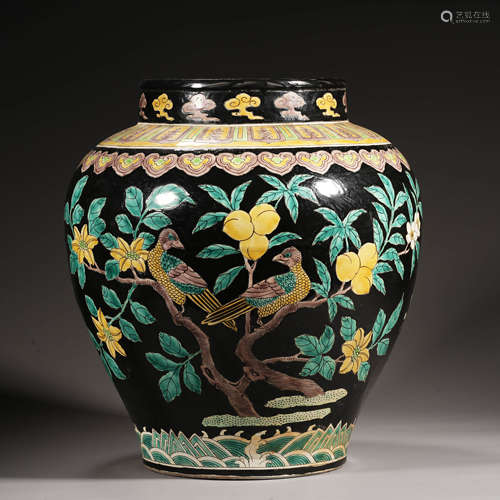 Ming Dynasty Enamel Flower and Bird Jar