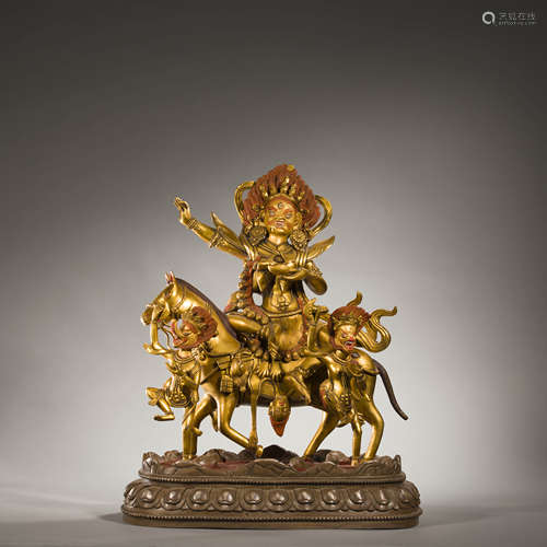 Gilt Bronze Statue of Auspicious Heavenly Mother, Qing Dynas...