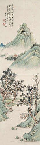 黄向坚 1609-1673  溪亭春色 纸本 立轴