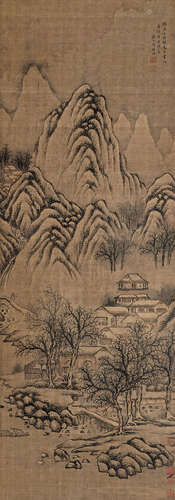 钱维城 1720-1772  山水 绢本 镜片