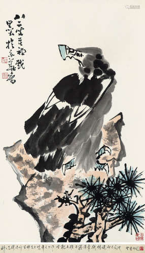 李苦禅 1899-1983  高立 纸本 立轴