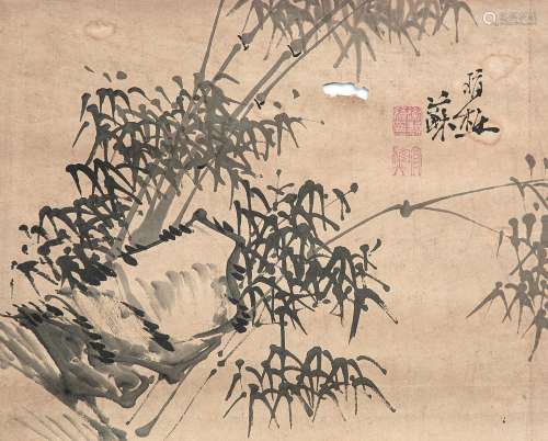 谢颖苏 1811-1864  竹石图 纸本 镜心