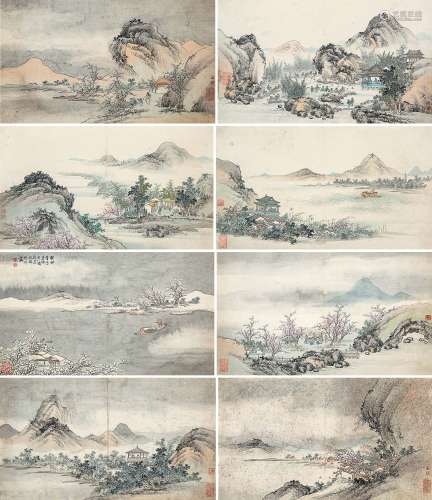 樊圻 1616-1694后  山水八帧 纸本 册页