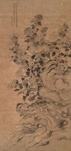 恽寿平 1633-1690  菊石图 绢本 立轴