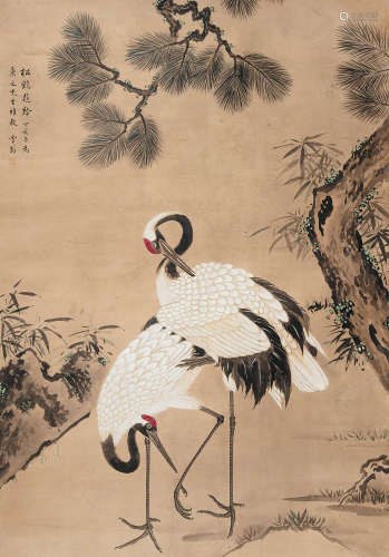 陈之佛 1896-1962  鹤寿图 纸本 立轴