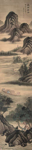 蔡嘉 1686-1779  风雨归舟 绢本 屏轴