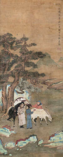 赵孟頫 1254-1322  元人放牧图 绢本 立轴