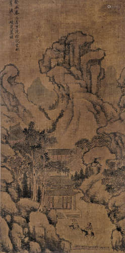 蓝瑛 1585-1664  行旅图 绢本 立轴