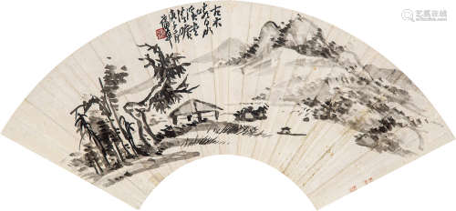 蒲华 1832-1911 山水扇面 纸本 镜片
