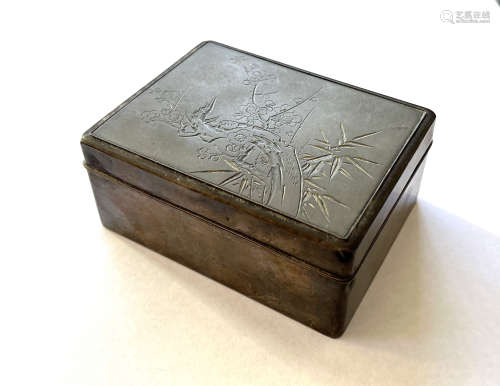 A Japanese silver covered lacquer box, Shibido Studio maker'...