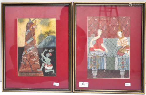 Two framed Thai paintings, 18th C. or earlier
