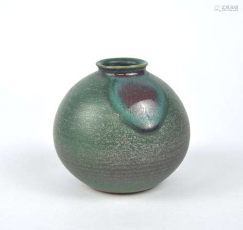 Two small Japanese vases, marked Kutani to the green vase,