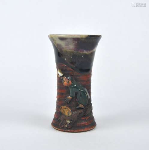 A small Japanese sumida gawa Gu shaped vases, early 20th C.,...
