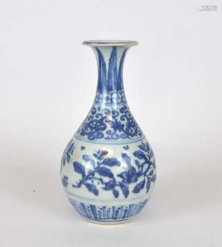 A Chinese Blue and White Yuhuchun Vase, Ming dynasty