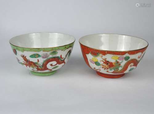 Two Chinese famille rose bowls, Republic period