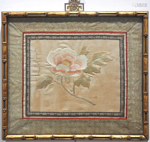 A Chinese framed embroidery, Qing dynasty