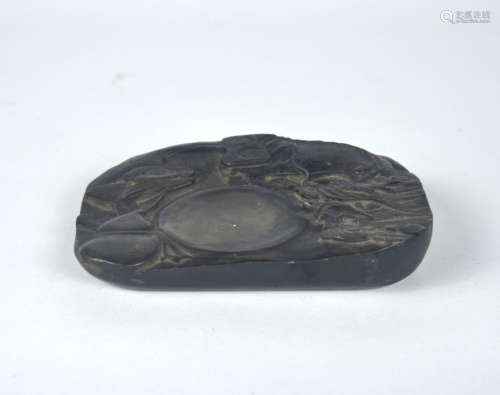 A Chinese ink stone carved with dragon, late Qing dynasty,