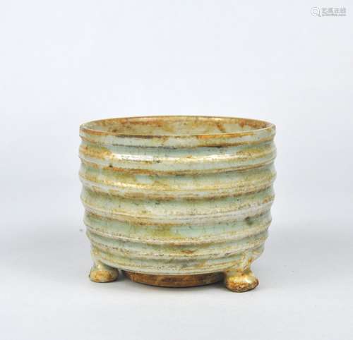 A Chinese celadon tripod censer, possibly Ming dynasty