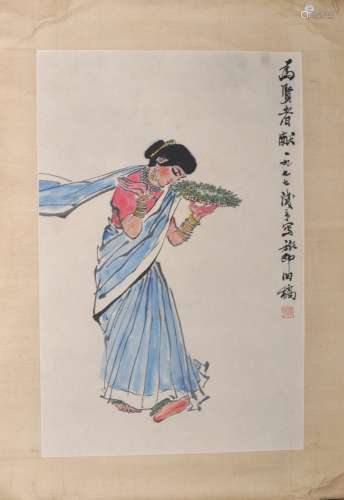 A Chinese painting of a dancer, attributed to Ye Qianyu (190...