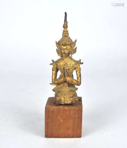 A small Thai gilded bronze buddha, 19th C,