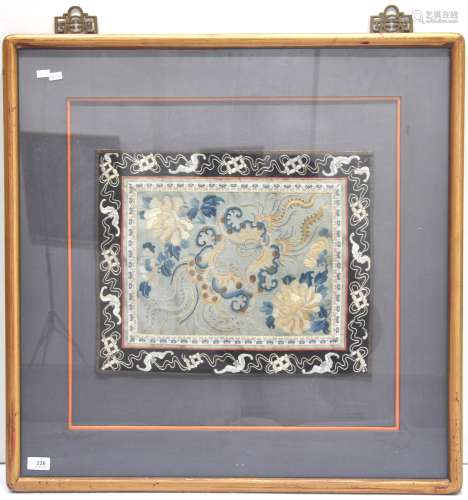 A large Chinese framed embroidery, Qing dynasty