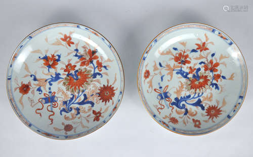 A pair of Chinese export imari style plates, Kangxi period