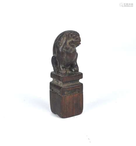 A small wooden lion seal, possibly Huanghuali wood, Ming dyn...