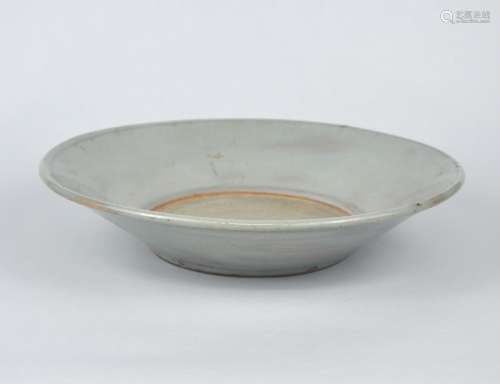 An early Chinese celadon dish with purple spots & underglaze...
