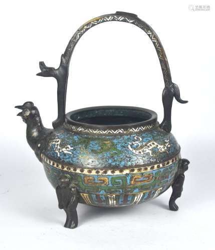 A Chinese cloisonne pot