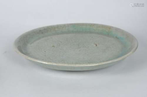 A Chinese crackled glazed plate, possibly Ming dynasty