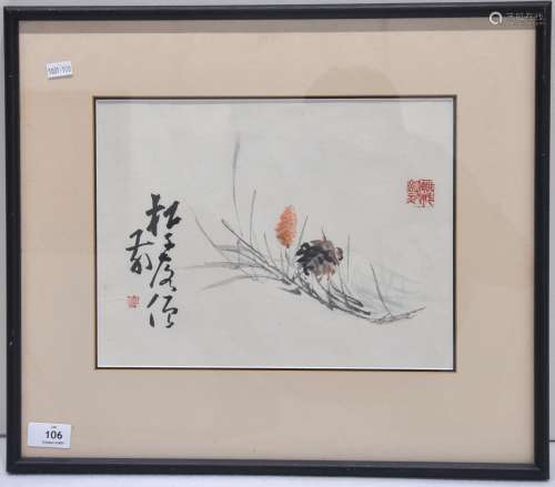 A framed Chinese woodblock print painting, Huang Shen [1687-...