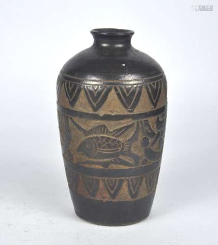 A small Chinese Cizhou or Xixia Meiping vase, possibly Song/...
