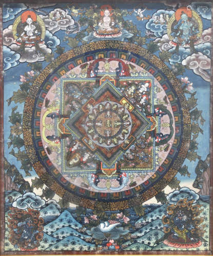 A well painted small framed Tibetan Thangka